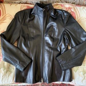 Classic Burberry black leather jacket